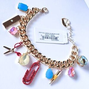 Betsey Johnson Back To School Charm Bracelet Teacher Gold Chain NWT